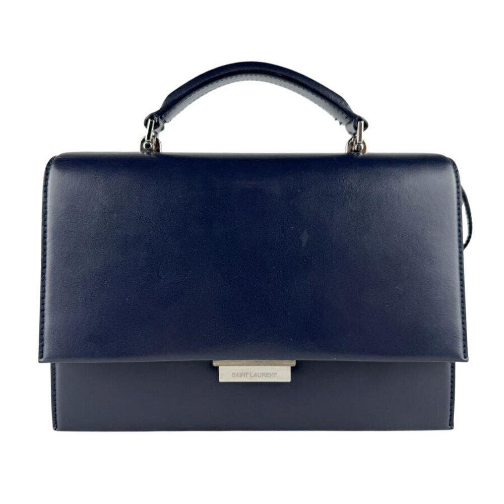 Saint Laurent Shoulder Bag Leather Navy Blue